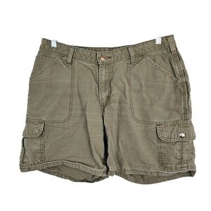 Carhartt Women's Canvas Cargo Shorts Khaki Olive Green Utility Relaxed Size 12‎